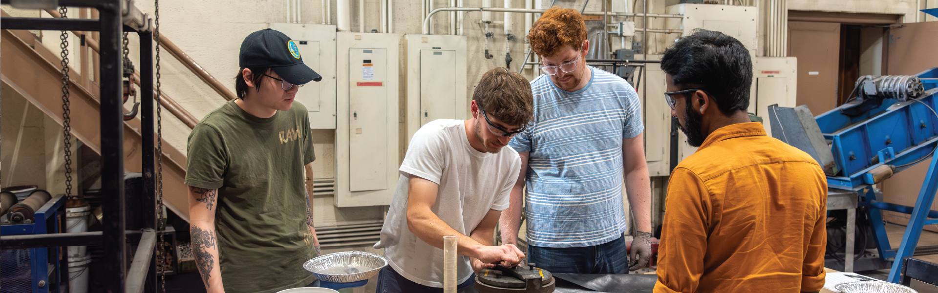 Undergraduate students in mineral processing lab