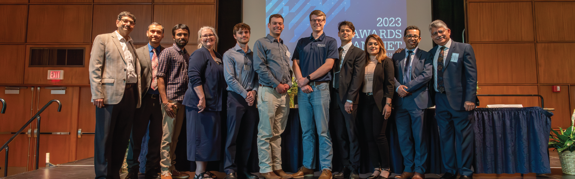 Students receiving awards at 2023 EME Awards Banquet 