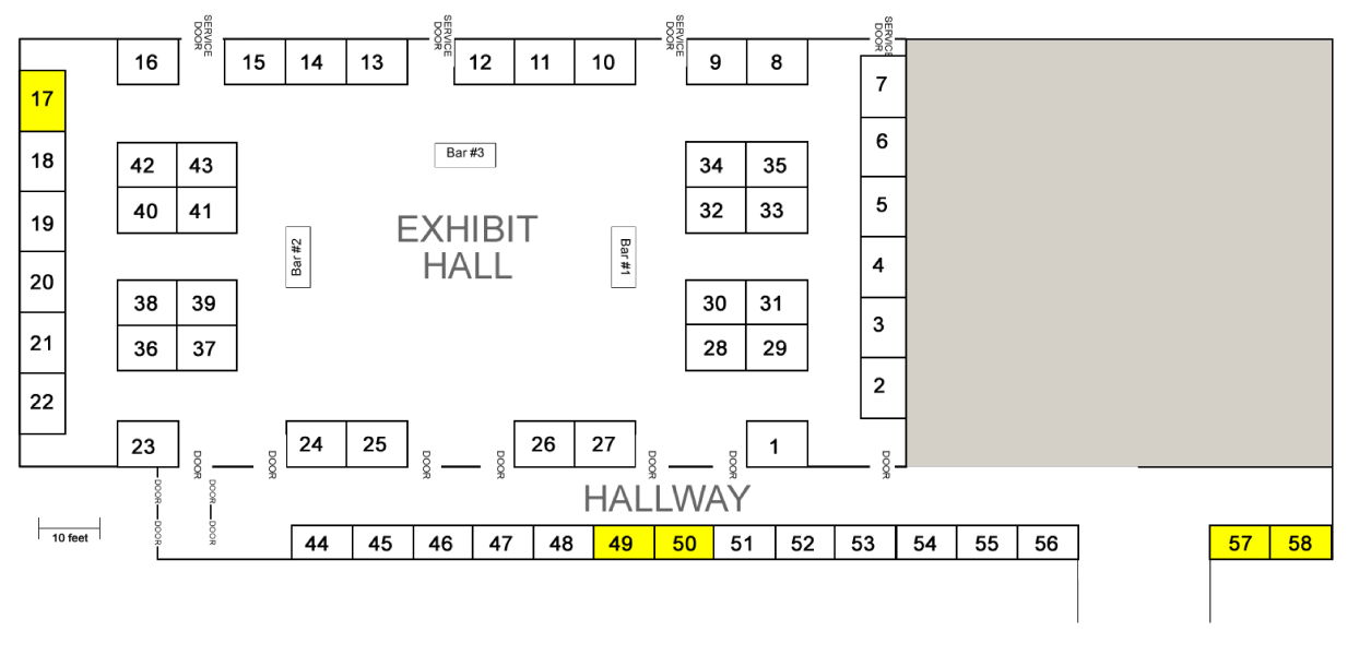 map of exhibit booth locations in the President's Hall of the Penn Stater Conference Center
