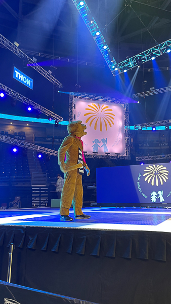 Nittnay Lion mascot on stage