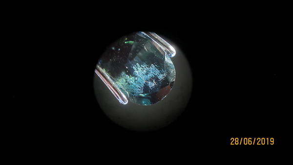 Aquamarine under microscope