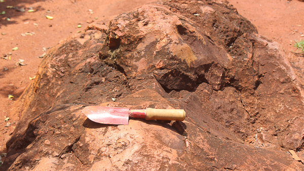 hand shovel in mineral deposits