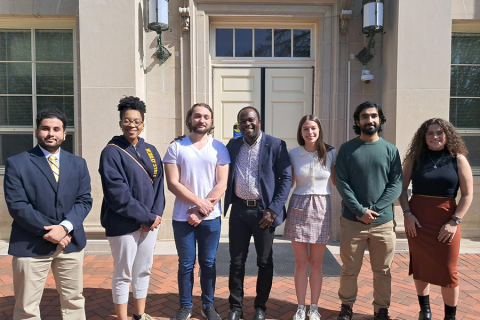 Student team in front of Hosler building