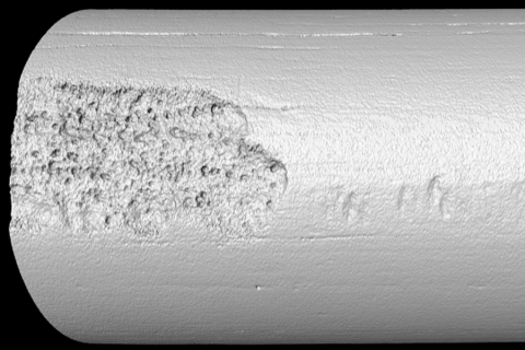 X-ray computed tomography image from a 1.5 mm-long steel cylinder