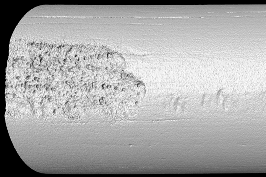 X-ray computed tomography image from a 1.5 mm-long steel cylinder