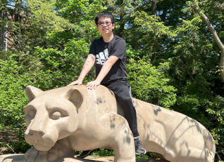 Yidi Wu outside on Nittany Lion Shrine