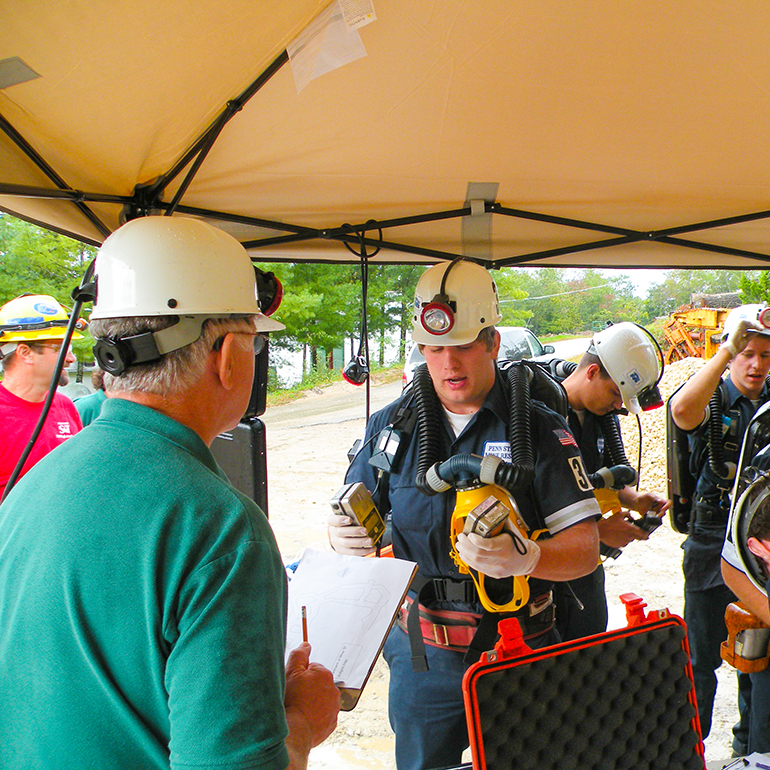 Students at mining field 