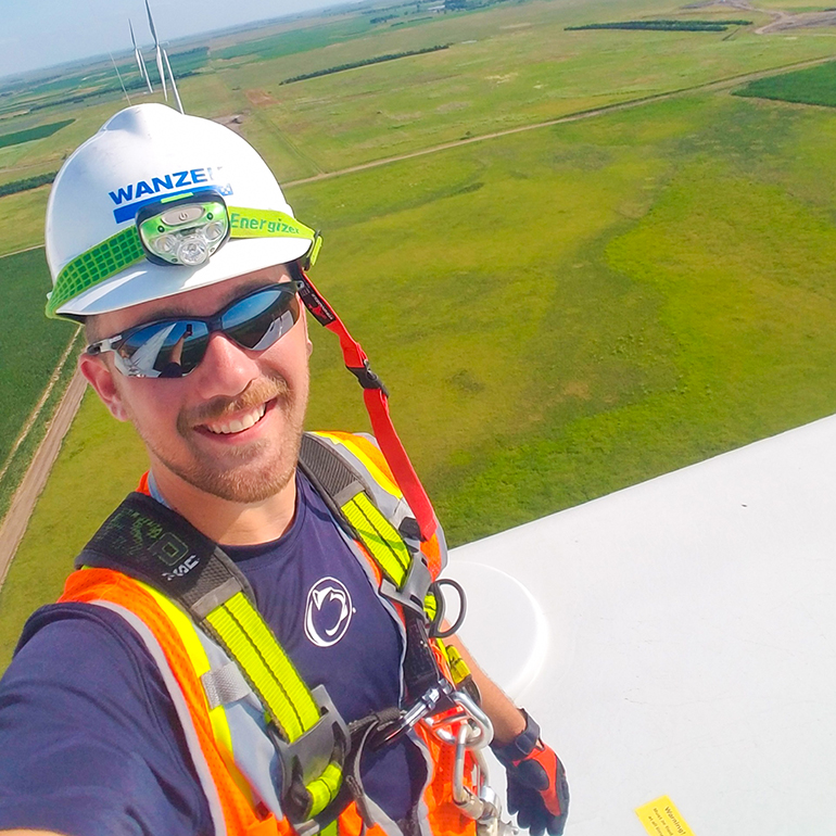 Student on Wind Turbine